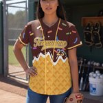 Personalized Ice Cream Drip Baseball Jersey Shirt with Name and Number Team Outfit Game Day Gift for Baseball Players Teammates