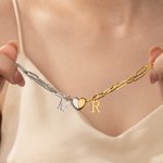 Personalised Magnetic Heart Matching Bracelets with Initial Anniversary Birthday Gift for Couple Lover