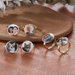 Personalised Photo Ring with Inner Band Name Engraving Memory Jewellery Daily Wear Birthday Memorial Gift for Family Couple Pet Owner
