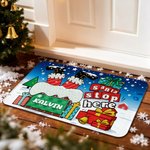 Personalized Santa Stop Here Chimney Santa Claus Doormat with Name Home Decor Christmas Gift for Family Friend