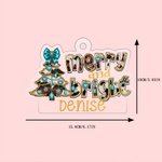 Personalized Merry and Bright Leopard Print Bow Christmas Tree Acrylic Ornament with Name Home Tree Decor Christmas Gift for Family