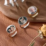Personalised Photo Ring with Inner Band Name Engraving Memory Jewellery Daily Wear Birthday Memorial Gift for Family Couple Pet Owner