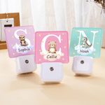 Personalized Cute Animal Star Name LED Plug-In Night Light with Light Sensor Room Decor Birthday Christmas Gift for Pet Lovers