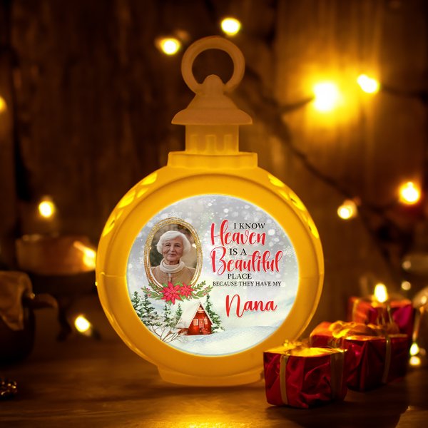 Personalized Photo Frame Design LED  Flameless Candle Ornament with Name Christmas Tree Decor Sympathy Memorial Gift for Loss of Loved One