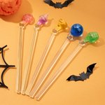 Personlig magisk häxdryck Handgjorda flaskomrörare med namn Uppsättning med 5 drinkdekorationer Halloween-festgåva för familj och vänner