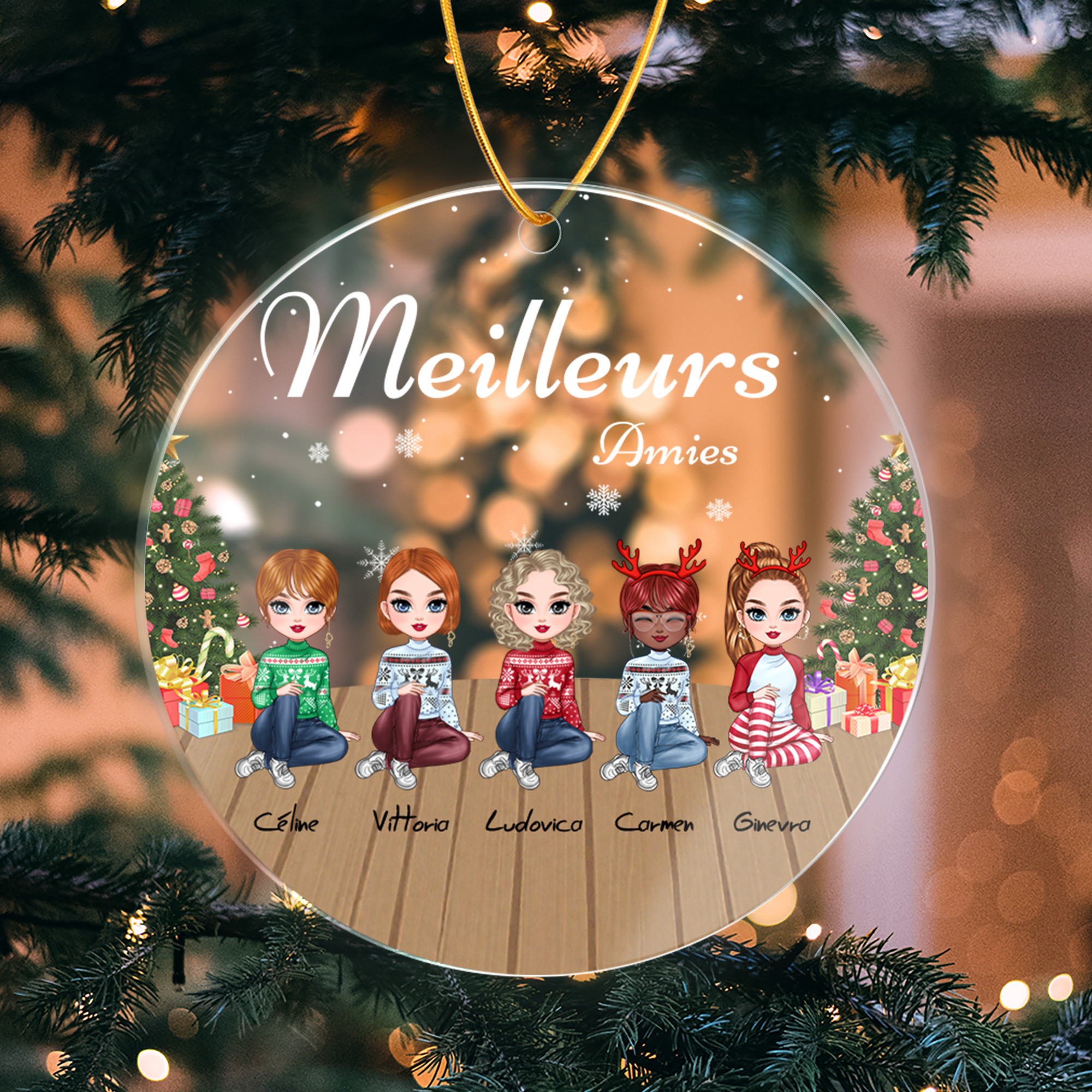Boule de Noël Meilleures Amies | Personnalisée 2-5 Noms - Callie FR
