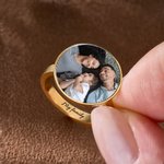 Personalised Photo Ring with Inner Band Name Engraving Memory Jewellery Daily Wear Birthday Memorial Gift for Family Couple Pet Owner