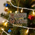 Personalized Merry and Bright Leopard Print Bow Christmas Tree Acrylic Ornament with Name Home Tree Decor Christmas Gift for Family