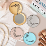 Personalised Birth Flower Folding Pocket Makeup Mirror with Name Makeup Tools Birthday Bridesmaid Gift for Her