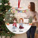 Ornement en Acrylique Personnalisé avec 2-5 Personnages et Nom Décoration de Maison Cadeau de Noël pour Meilleurs Amies Familles