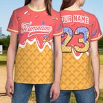 Personalized Ice Cream Drip Baseball Jersey Shirt with Name and Number Team Outfit Game Day Gift for Baseball Players Teammates