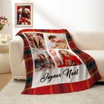 Couverture Polaire ou Sherpa Personnalisée avec Texte et 3-9 Photos de Style Collage Décroation de Chambre Cadeau Noël Fête pour Famille Amis