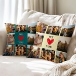 Taie d'oreiller personnalisée We Love You Multicolore avec 9 photos Décoration d'intérieur Anniversaire Pendaison de crémaillère Cadeau pour la famille
