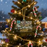 Personalized Merry and Bright Leopard Print Bow Christmas Tree Acrylic Ornament with Name Home Tree Decor Christmas Gift for Family