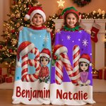 Gepersonaliseerde Kerstmuts Initiaal Sneeuwvlokken Stripfiguur Zacht Deken met Naam Home Decor Kerstcadeau voor Familie Vrienden