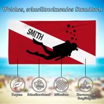 Personalisiertes Strandtuch im Taucher-Sihouette-Design mit Text Urlaub Reisen Geburtstagsgeschenk für Taucher