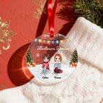 Ornement en Acrylique Personnalisé avec 2-5 Personnages et Nom Décoration de Maison Cadeau de Noël pour Meilleurs Amies Familles