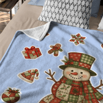 Personalised Colorful Patchwork Element Christmas Tree Santa Claus Soft Throw Blanket with Name Home Decor Christmas Gift for Family Friends