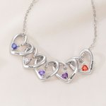 Personalized 1-6 Name Heart Pendants Necklace with Birthstone Dainty Jewellery Birthday Anniversary Christmas Gift for Women