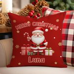 Funda de almohada personalizada con el nombre de Santa Claus Decoración del hogar Regalo de Navidad para la familia Niños