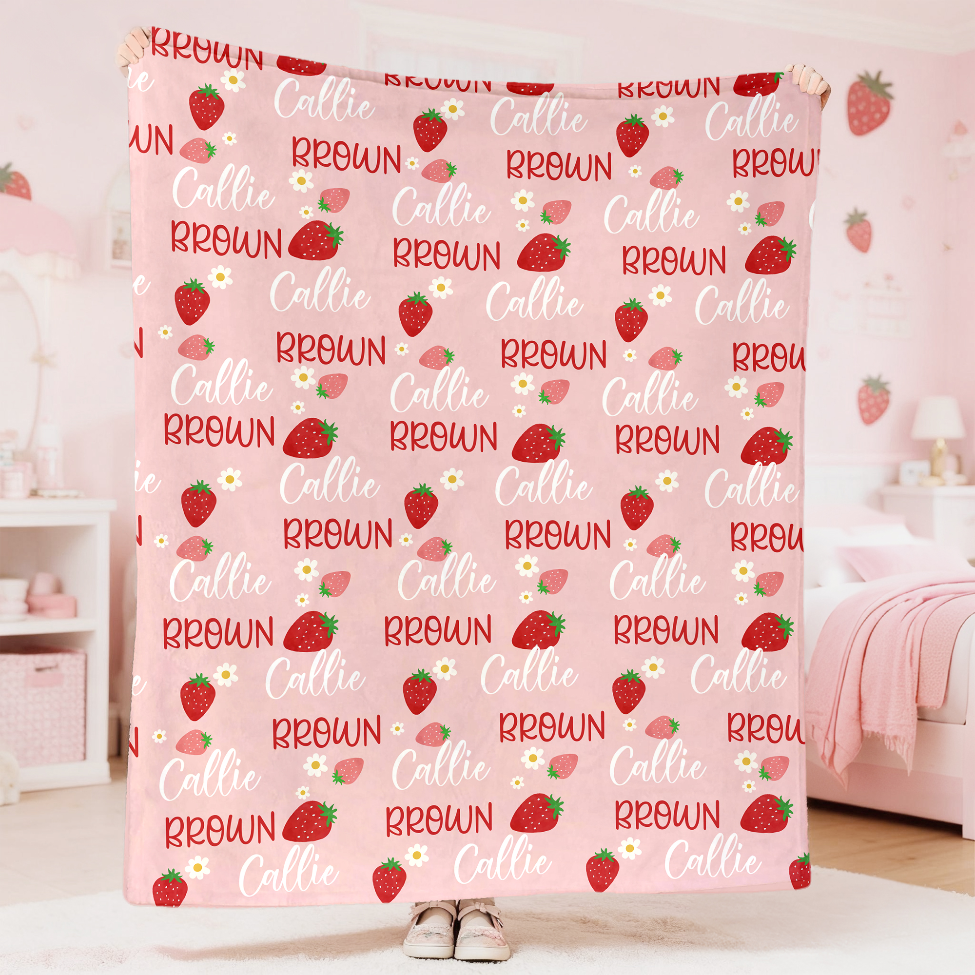 Plaid personnalisé avec nom pour la décoration de la maison, l'anniversaire et le cadeau de Noël pour les filles.