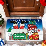 Personalized Santa Stop Here Chimney Santa Claus Doormat with Name Home Decor Christmas Gift for Family Friend