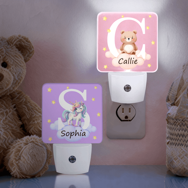 Personalized Cute Animal Star Name LED Plug-In Night Light with Light Sensor Room Decor Birthday Christmas Gift for Pet Lovers