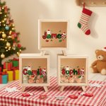 Personalized Santa Claus Elk Design Wooden Clear Piggy Bank Money Box with Name Home Decoration Christmas Gift for Kids
