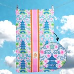 Personlig Chinoiserie Pagoda Mjuk superabsorberande våfflad kökshandduk med initialer Köksdekor Daglig användning Housewarming Present för värdinnor