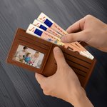 Personalisierte Comic-Stil Charakter Faltbare PU-Leder Geldbörse mit Namen Jahrestag Geburtstag Weihnachten Geschenk für Herren