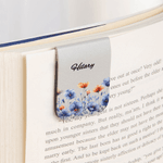 Personalized Watercolor Birth Flower Magnetic PU Leather Bookmark Clip with Name Reading Birthday Gift for Book Lovers Bookworms