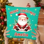Funda de almohada personalizada con el nombre de Santa Claus Decoración del hogar Regalo de Navidad para la familia Niños