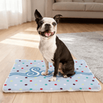 Personalized Cute Multicolor Polka Dot Soft Pet Bed Mat with Name Outdoor Activities Birthday Gift for Pet Owners Lovers