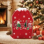 Personalized Santa Claus Elk Christmas Element Alphabet Canvas Drawstring Gift Bag with Name Christmas Gift for Kids