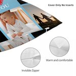 Taie d'oreiller personnalisée We Love You Multicolore avec 9 photos Décoration d'intérieur Anniversaire Pendaison de crémaillère Cadeau pour la famille