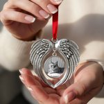 Gepersonaliseerd Retro Hart Vorm Vleugels Foto Ornament Home Decor Vrolijk Kerstcadeau voor Familie Vrienden Huisdierbezitters