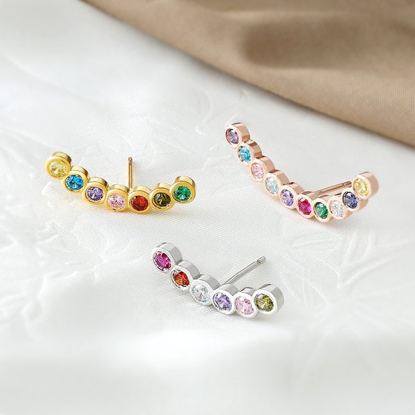 Personalized Birthstone Single-Stud Earring Dainty Jewelry Birthday Anniversary Gift for Women