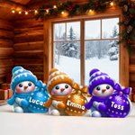 Gepersonaliseerd Multikleur Schattig Sneeuwpop Kerstbal Ornament met Naam Kerstdecoratie Kerst Cadeau voor Familie en Vrienden