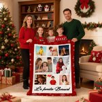 Couverture Polaire ou Sherpa Personnalisée avec Texte et 3-9 Photos de Style Collage Décroation de Chambre Cadeau Noël Fête pour Famille Amis