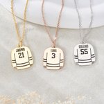 Personalized Hockey Jersey Pendant Necklace with Name and Number Dainty Jewellery Birthday Christmas Gift for Hockey Player Teammate