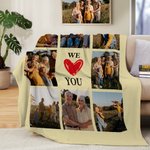 Personalisierte Multicolor Wir lieben dich Neun-Gitter-Design weiche Decke mit 8 Fotos Home Decor Geburtstag Weihnachten Geschenk für Familie