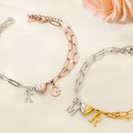 Personalised Magnetic Heart Matching Bracelets with Initial Anniversary Birthday Gift for Couple Lover