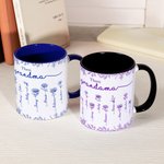 Personalised Toile De Jouy Birth Flower Ceramic Coffee Mug with Nicknames and Names Christmas Thanksgiving Day Birthday Gift for Women