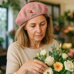 Personlig blommig broderad basker med namn perfekt födelsedags och årsdagspresent för kvinnor