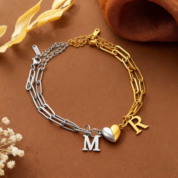 Bracelets magnétiques personnalisés avec Initiales Anniversaire Cadeau d'Anniversaire pour Couple Lover