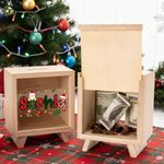 Personalized Santa Claus Elk Design Wooden Clear Piggy Bank Money Box with Name Home Decoration Christmas Gift for Kids