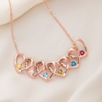 Personalized 1-6 Name Heart Pendants Necklace with Birthstone Dainty Jewellery Birthday Anniversary Christmas Gift for Women