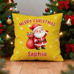 Funda de almohada personalizada con el nombre de Santa Claus Decoración del hogar Regalo de Navidad para la familia Niños