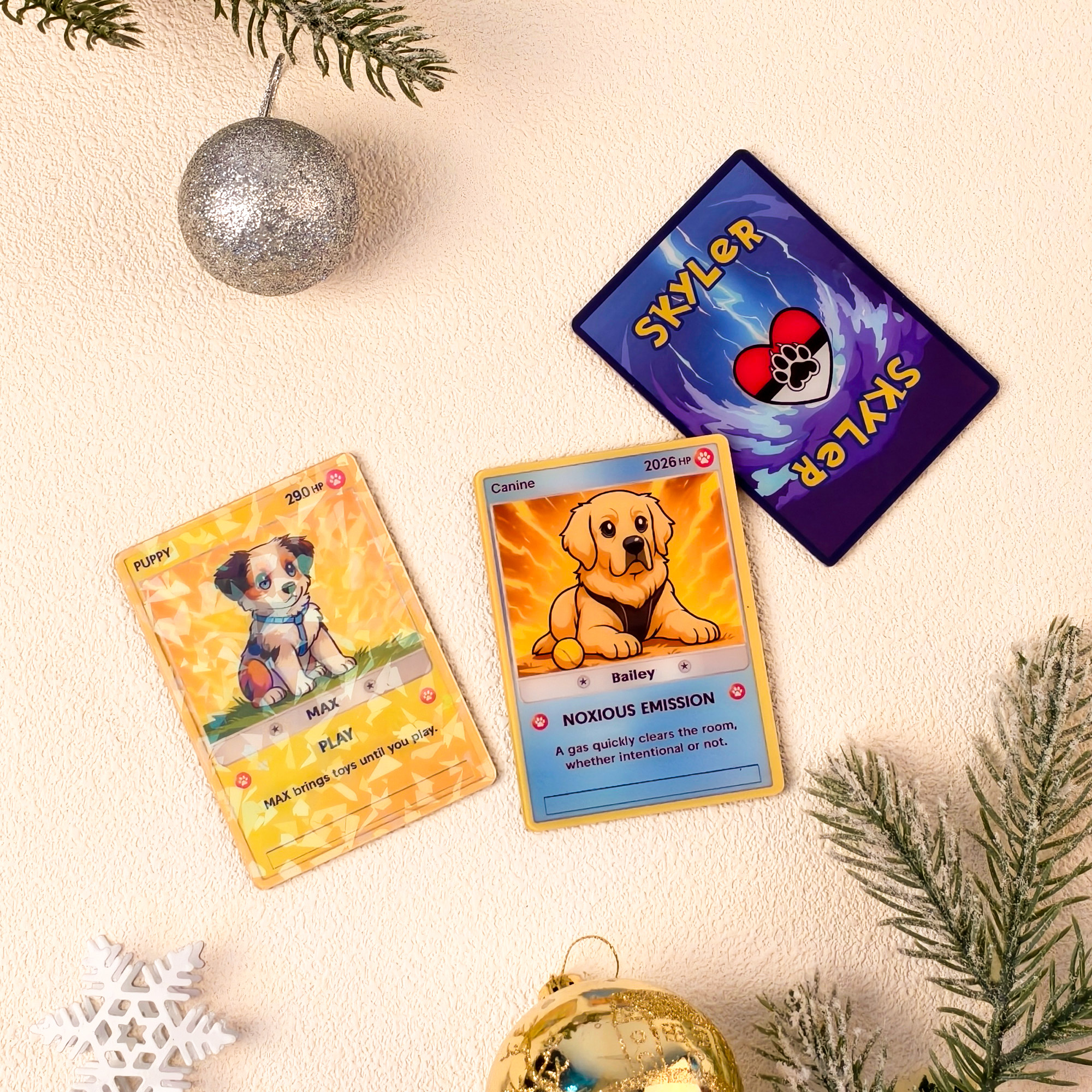 Carte de jeu classique personnalisée avec couverture protectrice et support en bois Cadeau d'anniversaire et de Noël pour les enfants et les amoureux des animaux de compagnie