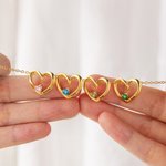 Personalized 1-6 Name Heart Pendants Necklace with Birthstone Dainty Jewellery Birthday Anniversary Christmas Gift for Women